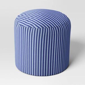 Open Box - Room Essentials - Dorm Pouf Striped Blue - Room Essentials Blue
